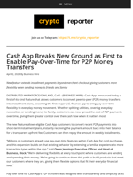 Cash App Breaks New Ground as First to Enable Pay-Over-Time for P2P Money Transfers