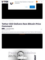 Tether CEO Delivers Rare Bitcoin Price Comment - U.Today