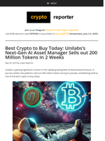 Best Crypto to Buy Today: Unilabs's Next-Gen AI Asset Manager Sells out 200 Million Tokens In 2 Weeks