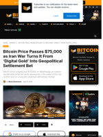 Bitcoin Price Passes $75,000 As Iran War Turns It From ‘Digital Gold’ Into Geopolitical Settlement Bet