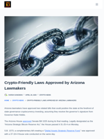 Crypto-Friendly Laws Approved By Arizona Lawmakers - Bitcoinik