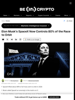 Elon Musk’s SpaceX Now Controls 80% of the Race to Orbit