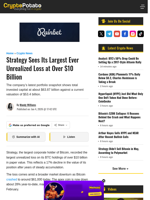 Strategy Sees Its Largest Ever Unrealized Loss at Over $10 Billion