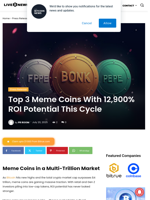 Top 3 Meme Coins With 12,900% ROI Potential This Cycle | Live Bitcoin News