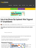 End-of-July Bitcoin Dip Explained: What Triggered It? (CryptoQuant)