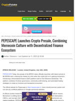 PEPESCAPE Launches Crypto Presale, Combining Memecoin Culture with Decentralized Finance Ecosystem