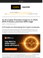 AI Crypto Presales Soar 3× in 2025 – $IPO Launch Alert