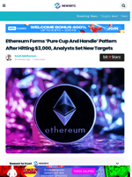Ethereum Forms ‘Pure Cup And Handle’ Pattern After Hitting $3,000, Analysts Set New Targets