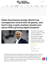 Didier Deschamps breaks World Cup management record with 26 games, and here's why crypto markets should care about FIFA's growing digital footprint