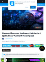 Ethereum Showcases Dominance, Claiming No.1 Spot In Global Validator Network Spread | Bitcoinist.com