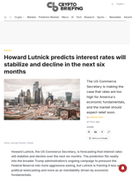 Howard Lutnick predicts interest rates will stabilize and decline in the next six months