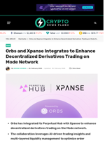 Orbs and Xpanse Integrates to Enhance Decentralized Derivativ