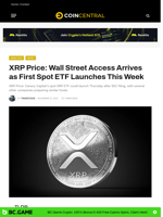 XRP Price: Wall Street Access Arrives as First Spot ETF Launches This Week - CoinCentral