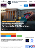 Square Enables Bitcoin Payments for U.S. Merchants | Live Bitcoin News