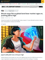 Bitcoin Holds Steady Near $78,000 as Global Bond Yields Surge to Multi-Decade Highs