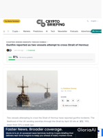 Gunfire reported as two vessels attempt to cross Strait of Hormuz