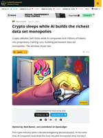 Crypto Sleeps While AI Builds The Richest Data Set Monopolies