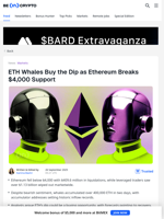 What Drives Whale Buying as ETH Falls Below $4,000?