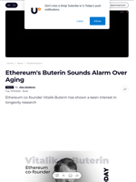 Ethereum's Buterin Sounds Alarm Over Aging - U.Today