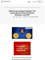 Data-Driven Analysis Pinpoints This Cycle’s Bottom Prices for Bitcoin, Ethereum, and XRP