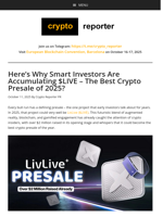 Here’s Why Smart Investors Are Accumulating $LIVE - The Best Crypto Presale of 2025?