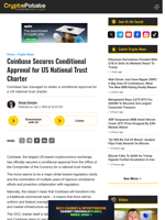 Coinbase Secures Conditional Approval for US National Trust Charter