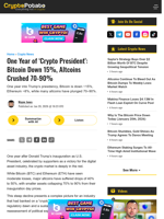 One Year of 'Crypto President': Bitcoin Down 15%, Altcoins Crushed 70-90%