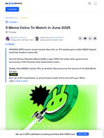 3 Meme Coins to Watch for Major Moves in June 2025