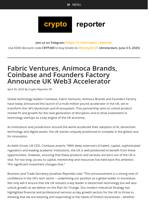 Fabric Ventures, Animoca Brands, Coinbase and Founders Factory Announce UK Web3 Accelerator