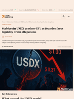 Stablecoin USDX crashes 63% as founder faces liquidity drain allegations - AMBCrypto