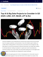 Top AI & Big Data Projects to Consider in Q3 2025: LINK, ICP, NEAR, LPT & INJ