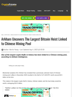 Arkham Uncovers The Largest Bitcoin Heist Linked to Chinese Mining Pool