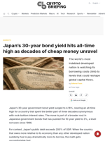 Japan's 30-year bond yield hits all-time high as decades of cheap money unravel