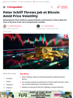 Peter Schiff Throws Jab at Bitcoin Amid Price Volatility - Coinspeaker