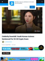 Celebrity Downfall: South Korean Actress Sentenced For $3-M Crypto Scam