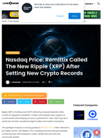 Nasdaq Price: Remittix Called The New Ripple (XRP) After Setting New Crypto Records | Live Bitcoin News