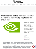 Nvidia locks in as first customer for HBM4 memory, and here's why crypto miners should care