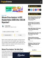 Bitcoin Price Analysis: Is BTC Headed Below $60K After $65.5K Rejection?