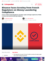 Binance Under French Scrutiny Over AML Compliance