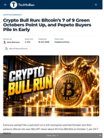 Crypto Bull Run: Bitcoin’s 7 of 9 Green Octobers Point Up, and Pepeto Buyers Pile In Early - TechBullion