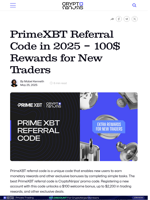 PrimeXBT Referral Code in 2025 - 100$ Rewards for New Traders
