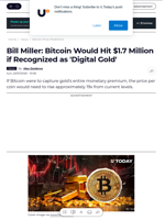 Bill Miller: Bitcoin Would Hit $1.7 Million if Recognized as 'Digital Gold' - U.Today