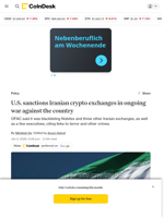 U.S. sanctions Nobitex, other Iranian crypto exchanges amid ongoing war