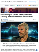 Michael Saylor Sparks “Transparency Vs Security” Debate Over Proof-of-Reserves