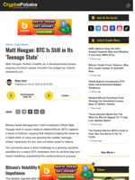 Matt Hougan: BTC Is Still in Its ‘Teenage State’