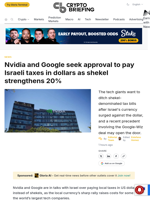 Nvidia and Google seek approval to pay Israeli taxes in dollars as shekel strengthens 20%