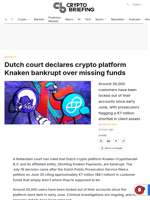 Dutch court declares crypto platform Knaken bankrupt over missing funds