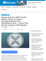 Ripple Partners With South Korean Bank on Game-Changing Blockchain Remittance Test— Could This Be the Catalyst XRP Needs? ⋆ ZyCrypto