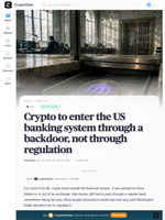 Crypto to enter the US banking system through a backdoor, not through regulation