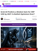 Grok AI Predicts a Modest Gain for XRP USD by 2027